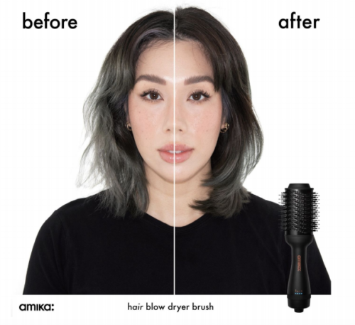Blow Dryer Brush by Amika before and after